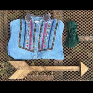 Vintage Denim shirt with Floral detail